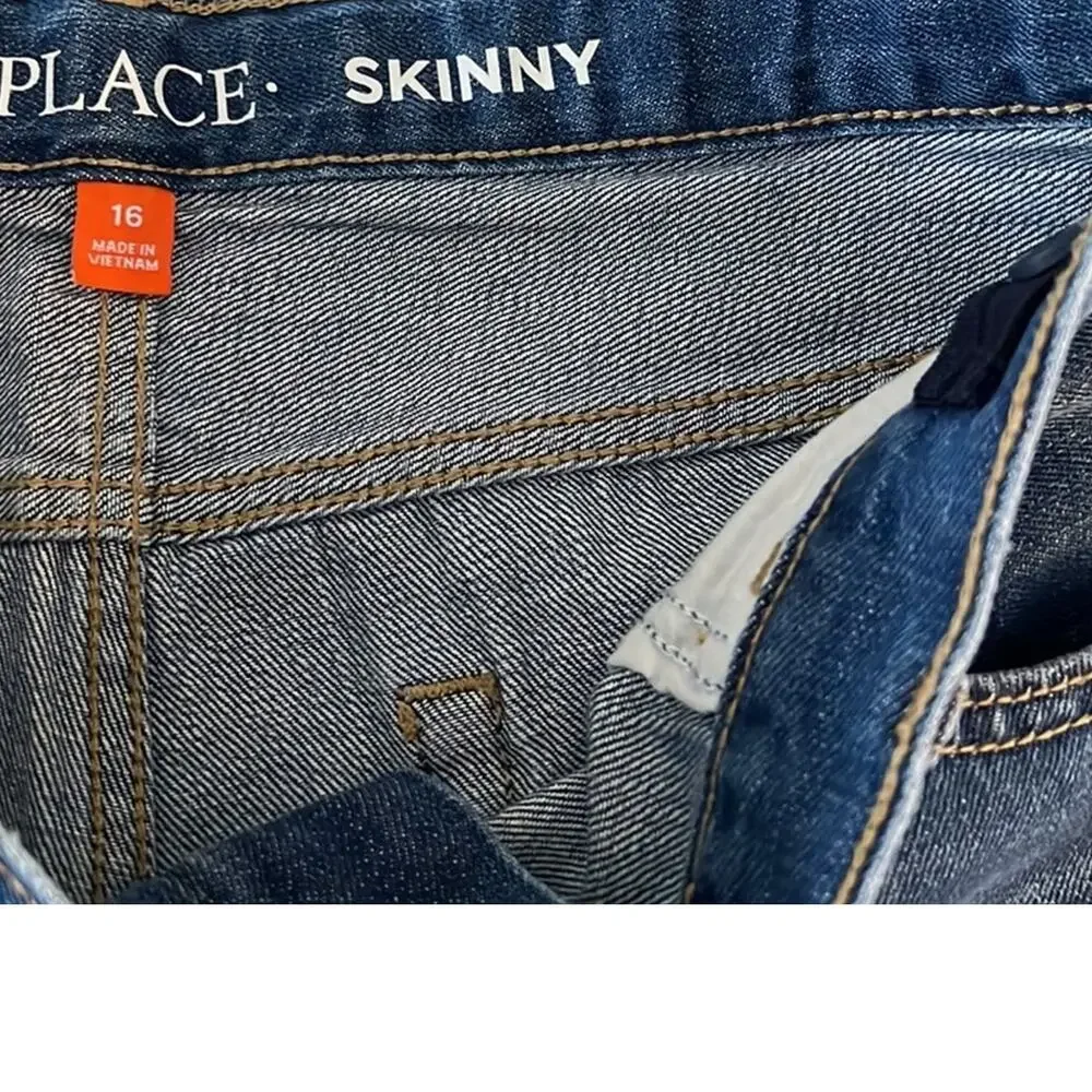 Children's Place Adjustable Waist Denim Blue Skinny Jeans Size Youth Boy's 16